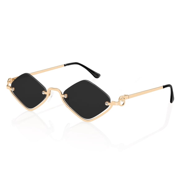 Gafas de Sol TYA Retro Y2k para Mujer Semirimless Doradas con Protección UV400