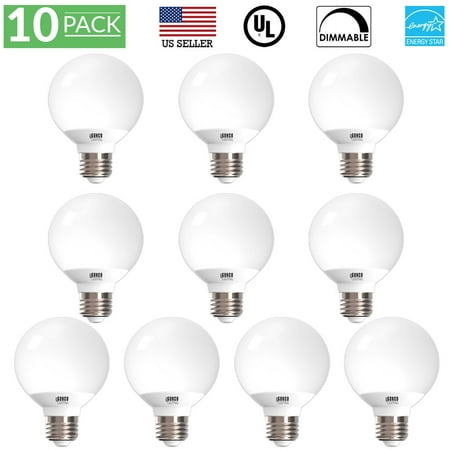 Sunco Lighting 10 Pack G25 Globe LED Light Bulb 6 Watt (40W Equivalent), 3000K Kelvin Warm White 450 Lumens, Dimmable, Omnidirectional Vanity Mirror Light, Energy Efficient - UL & ENERGY STAR (Best Energy Efficient Bulbs)