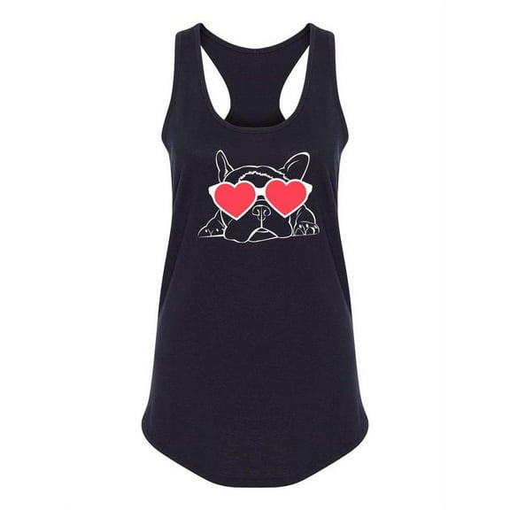 Heart Glasses French Bulldog. Tank Women -Image by Shutterstock, Female Medium
