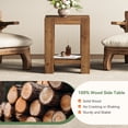 thumbnail image 4 of Finmind 2-Tier Solid Wood Side Table, Farmhouse Small Square Sofa End Table with Storage Shelves for Living Room, Bedroom, Brown, 4 of 7