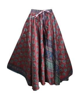 Mogul Boho Chic Women Palazzo Divided Skirt Printed Full Flared Split-Skirts-Pants