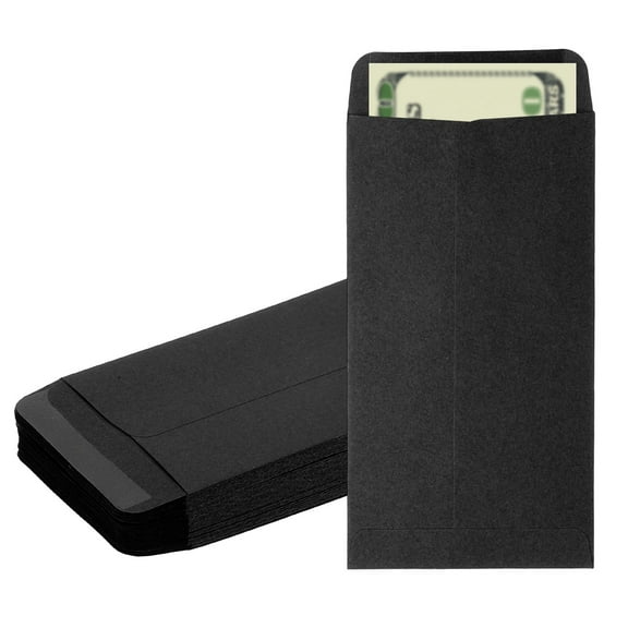 Uxcell Money Envelope, 50 Pcs 6.5" x 3.5" Cash Holder for Checks Coins, Black