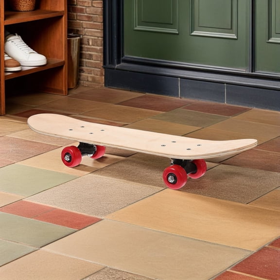 MEIBUTYUP Blank Skateboard Wood PVC Stainless Steel Light Brown Deck for Beginner Skaters and Easy to