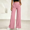 thumbnail image 3 of Women's High Waist Wide Leg Dress Pants, Front Seam Flare Trousers with Elastic Back Waist and Side Pockets, Lightweight Wrinkle Resistant Suiting Pants for Office Commute Daily Wear Pink XXL, 3 of 10