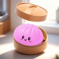thumbnail image 2 of Realistic Giant Bao Stress-Relief Toy - Slow-Reform Dough Ball with Steam Tray (Purple), 2 of 8