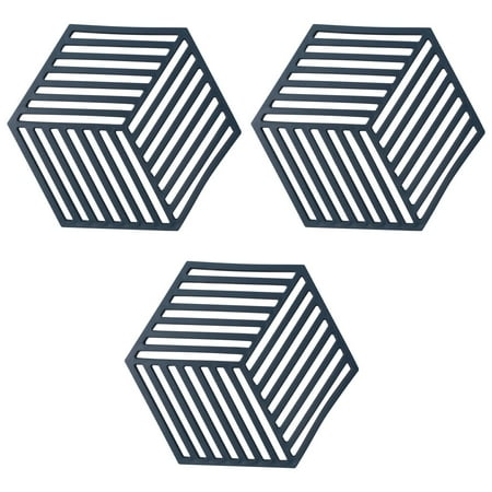 

Silicone Mat Pot Holder for Countertop Pads Heat Resistant Pads Table Placemats Kitchen Tool Blue 3 PCS