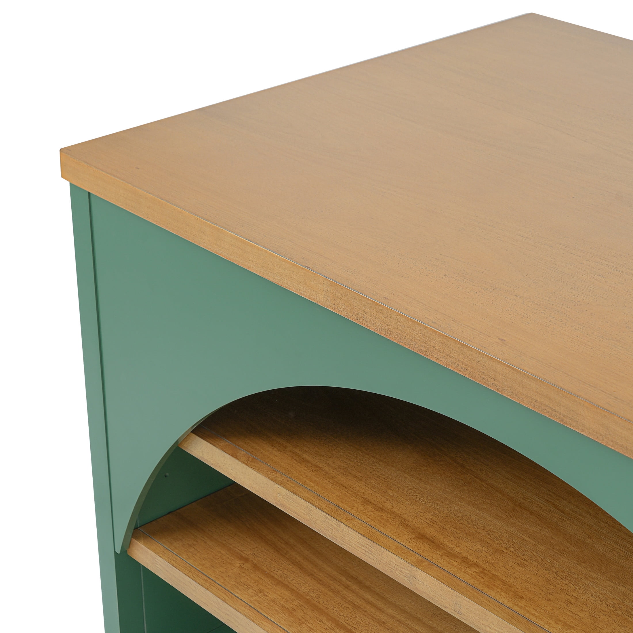 Christopher Knight Home 56" Farmhouse Kitchen Island Cart with Open Storage Shelves, Wood Top, Green