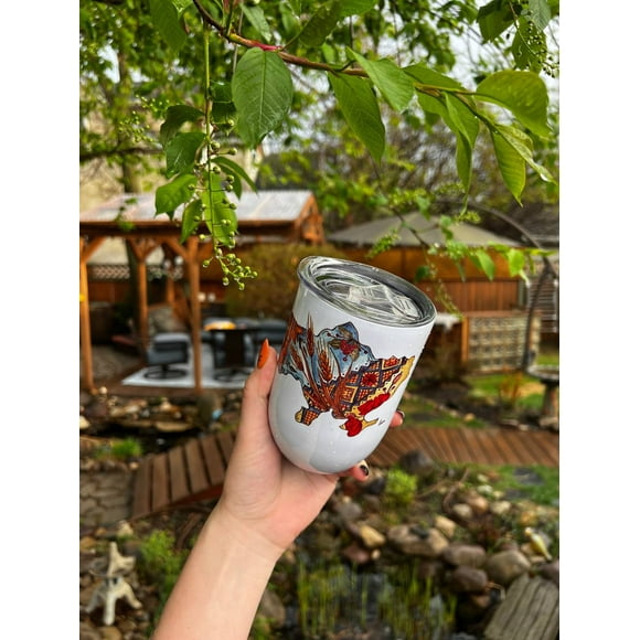 Ukraine, 12oz Wine Tumbler, Outdoor Mug, Thermos 12oz Tumbler, Stainless Steel Wine Tumbler