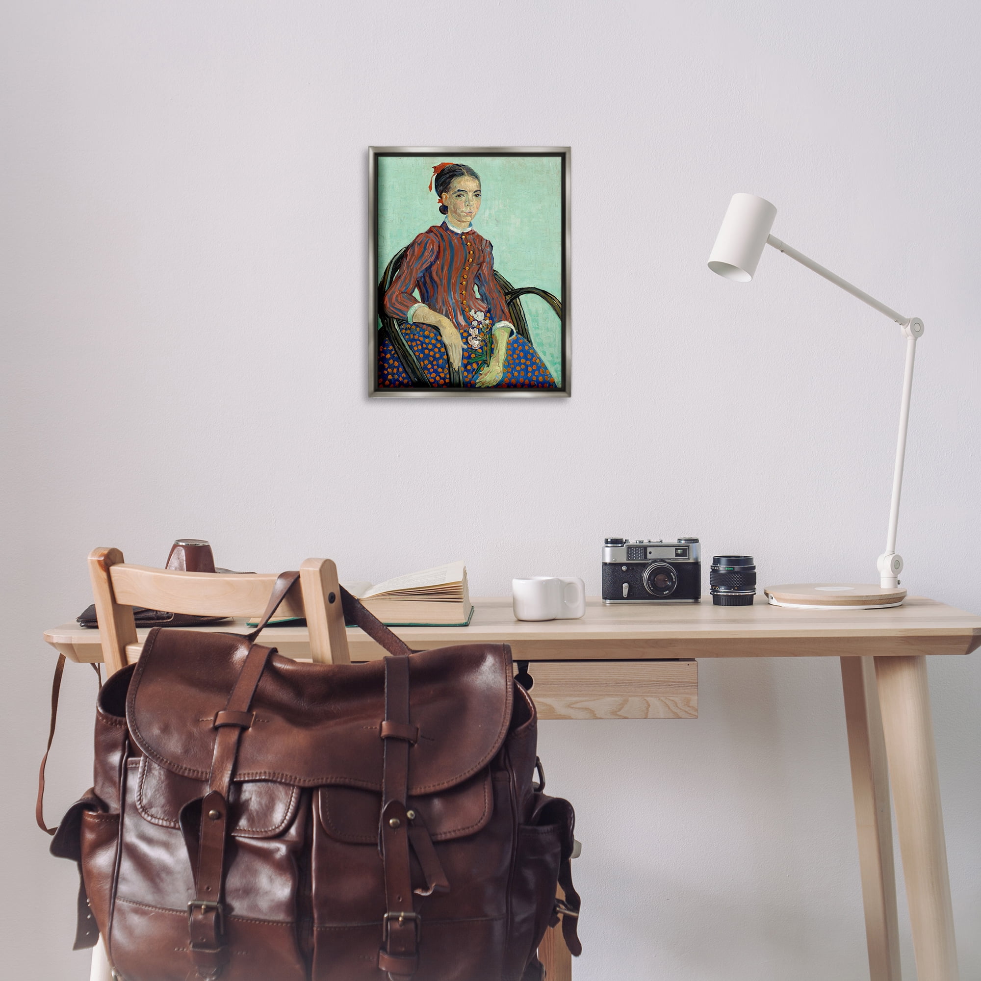 Stupell Industries Van Gogh Lady Mousme People Painting Gray Floater Framed Canvas Art Print Wall Art, 17 x 21