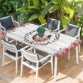 thumbnail image 2 of Pink Roses Table Cloths for 5 Foot Rectangle Tables, Spring Horseshoes Floral Leaves Gray Wood Patio Waterproof Elastic Fitted Tablecloths, Washable Rectangular Table Cover for Camping, 2 of 8