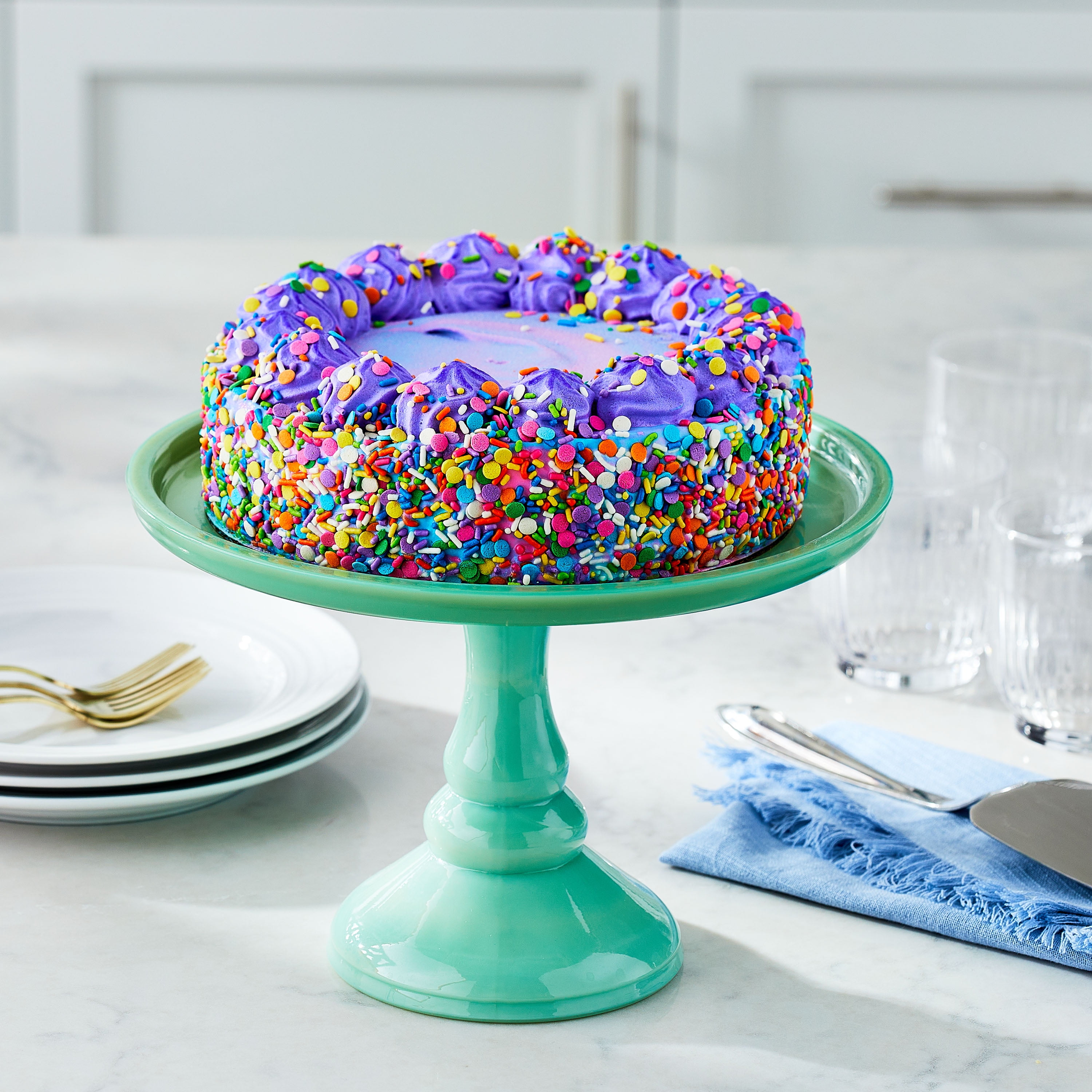 Marketside Unicorn Ice Cream Cake, White Cake and Cake Batter Ice Cream, Serves 12, 30 oz (Frozen Cake Batter Ice Cream Cake)