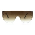 thumbnail image 1 of Minimalist Rimless Flat Top Mono Block Lens Premium Optical Quality Sunglasses Gold Brown, 1 of 4