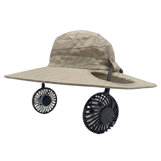 Sombrero ventilador solar para hombre con ala ancha, protección solar, tela transpirable, enfriamiento alimentado por energía solar para actividades al aire libre, pesca, senderismo