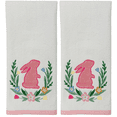 thumbnail image 5 of Serafina Home Easter Bathroom Hand Towels, White 100% Cotton with Embroidered Elegant Pink Bunny Flower Floral Design, 16x25 Inches, Set of 2, Decorative Guest Towels for Bath Kitchen, 5 of 10