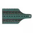 thumbnail image 1 of Tribal Cutting Board, Hand Drawn Design Geometric Pattern with Sharp Shapes and Stripes, Decorative Tempered Glass Cutting and Serving Board, Wine Bottle Shape, Red Blue Teal, by Ambesonne, 1 of 1