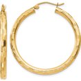 thumbnail image 1 of 14K Yellow Gold Diamond-Cut Hoop Earrings (35 X 3) Made In Peru tf557, 1 of 6
