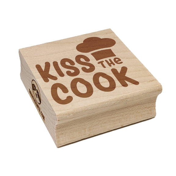Kiss the Cook Cooking Chef Square Rubber Stamp Stamping Scrapbooking Crafting - Small 1.25in