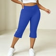 thumbnail image 6 of Womens Plus Cropped Leggings High Waist Capri Pants Casual Summer Pants Buttery Soft Bow Knot Detail Bottoms for Shopping Daily Wear,Blue,XXXL, 6 of 9
