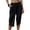 Black, variant on Capri Pants for Womens Casual Elastic Waist Solid Color 3/4 Summer Trousers with Pockets