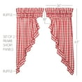 thumbnail image 2 of VHC Brands Annie Buffalo Check Cotton Farmhouse Curtains Rod Pocket Drawstring Ties Ruffling Prairie Panel Pair, Red Country, 2 of 8