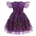 thumbnail image 2 of IBTOM CASTLE Kids Girls Princess Tulle Tutu Dress Flutter Sleeve Star Glitters Rainbow Birthday Party Pageant Summer Dresses 9-10 Years Dark Purple, 2 of 8