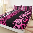 thumbnail image 3 of Homewish Modern Polkadots Teens Full Size Sheets, Hot Pink Fashion Bed Sheets, Leopard Cheetah Print Sheet Sets, Luxury Bedroom Decor, 4pcs, 3 of 7