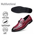 thumbnail image 3 of Mens Leather Dress Shoes Casual Comfort Loafers Fashion Classic Business Shoes Non-slip Breathable Driving Shoes Red 9.5 US, 3 of 7