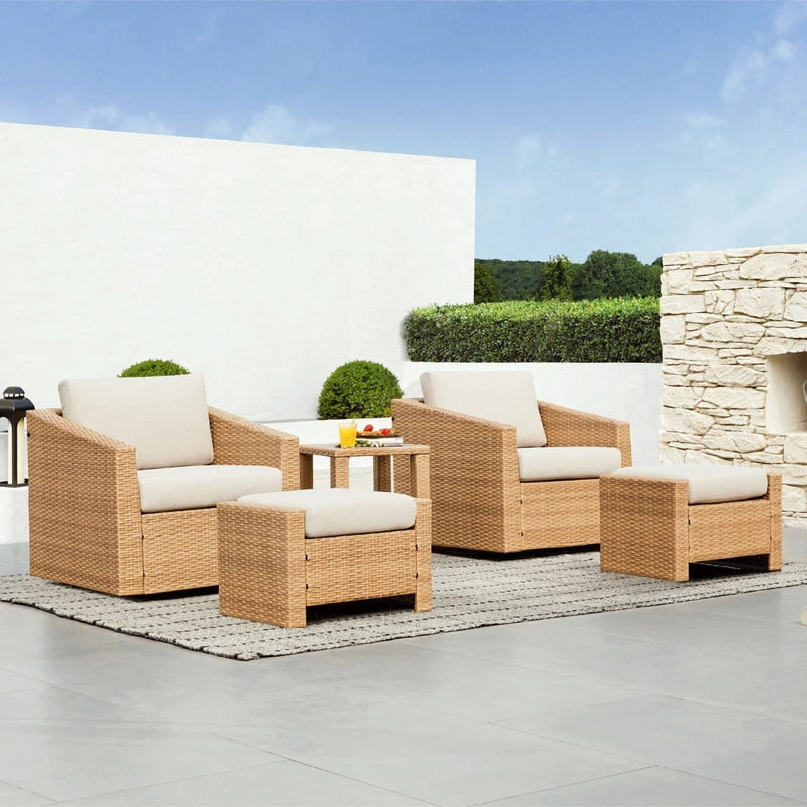 CHITA Outdoor Flat Wicker Side Table, Light Brown
