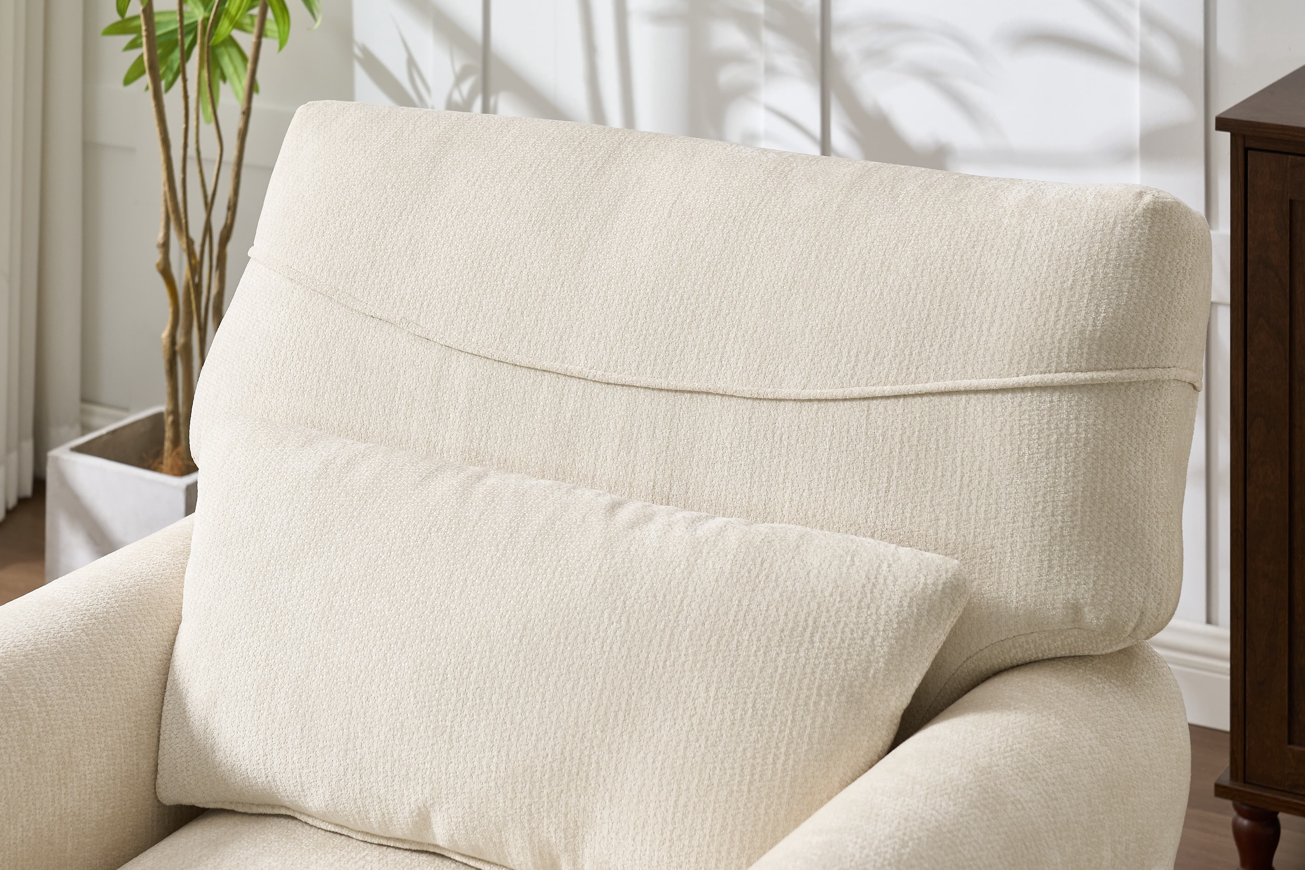 Chaise Lounge Indoor, Modern Upholstered Sleeper Chair and Sleeper Sofa for Living Room, Small Space, White