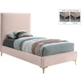 thumbnail image 1 of Meridian Furniture Geri Pink Velvet Twin Bed withGold and Chrome Legs Included, 1 of 16
