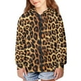 thumbnail image 2 of Psesaysky Boys Girls Fleece Hoodies Brown Leopard Print Zipper Hoodie Casual Hooded Sweatshirts with Pocket Winter Coat Jacket for Age 6-7 Kids, 2 of 7