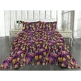 thumbnail image 2 of Ambesonne Blooming Floral Quilted Bedspread Set 3 Pcs, Grunge Retro Wave, King, Yellow Green Magenta, 2 of 4