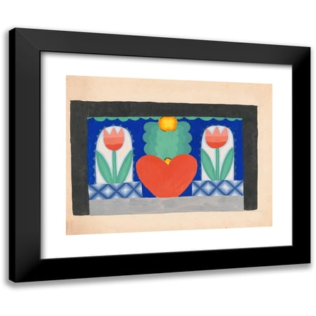 Winold Reiss 14x12 Black Modern Framed Museum Art Print Titled - (Designs for Theater with Black-Framed Proscenium and Boldly Colored Settings.) (Study for Stage Light Wall Decoration, Possi