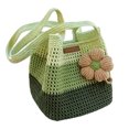 thumbnail image 5 of Handmade Crochet Flower Tote Boho Striped Handbag Beach Bag Crossbody Shoulder Bag Crocheted Floral Purse for Women Vacation Street, 5 of 8