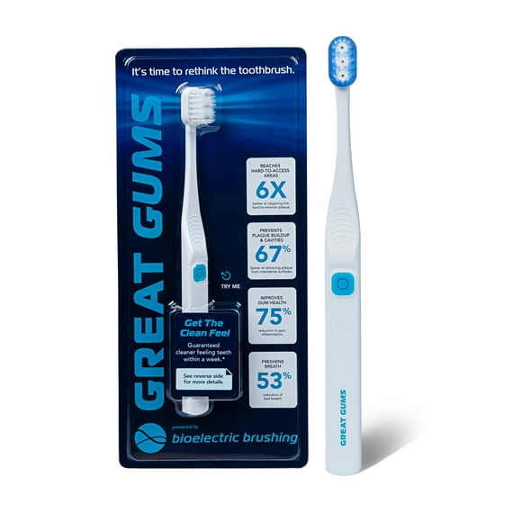Great Gums Bioelectric Portable Toothbrush for Adults | Extra Soft Brush for Sensitive Gums and Teeth