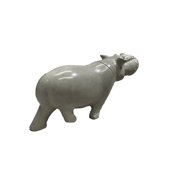 Kisii Soapstone Hippo Handmade Grey