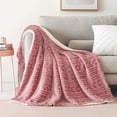 thumbnail image 5 of Exclusivo Mezcla 50"x70" Sherpa Fleece Throw Blanket, Reversible Velvet Plush Blankets and Soft Throws for Couch, Sofa, Bed, Super Cozy Thick and Warm, Dusty Pink, 5 of 10