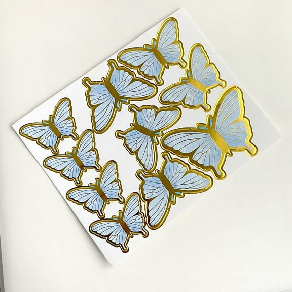 Nvzi 10sets Elegant Butterfly Cake Decorations, Butterfly Cake Decorations Suitable For Party/Anniversary/Birthday Party Decoration Cupcake Decorations(Blue)