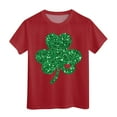 thumbnail image 1 of FhsagQ T-Shirt à Manches Courtes pour Filles, Col Rond, Été, Coupe Décontractée, Basique, Printemps, Taille 8/9, Rouge 4-5 Ans, 1 of 4
