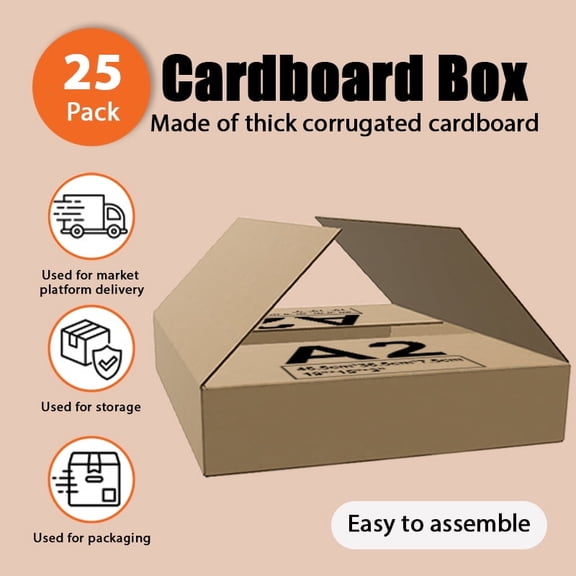 25-Pack Packaging Cartons - 19"x15"x3" Corrugated Boxes for Shipping & Storage