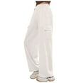 thumbnail image 4 of Pandaie Girls Parachute Cargo Pants Elastic High Waist Drawstring Jogger Trousers Casual Loose Aesthetic Streetwear Sweatpants Beige 10-12 Years, 4 of 5