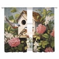 thumbnail image 2 of Vintage Birdhouse Semi Sheer Window Curtains 72 Inches Long, Spring Floral Birds Botanical Rod Pocket Voile Silky Chiffon Curtain Light Filtering Drapes for Living Room, Kitchen, 52"x72", 2 Panels, 2 of 9