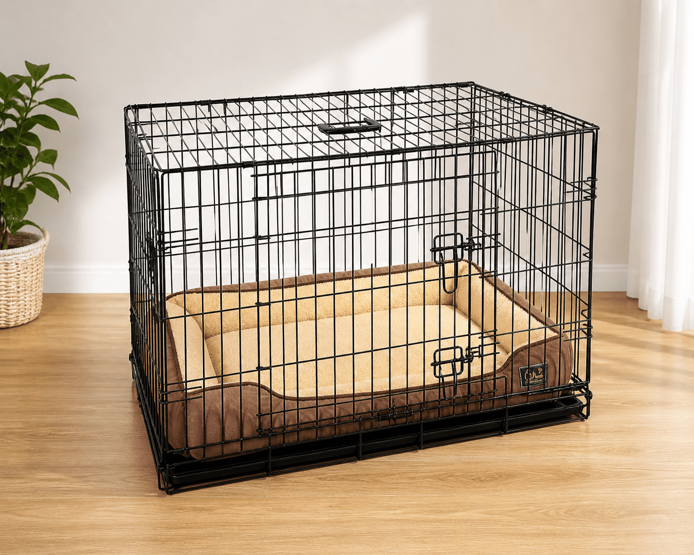 24' X 18' X 19' Medium Welded Wire Dog Crate with Plush Bed