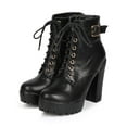 thumbnail image 5 of DbDk DA19 Women Leatherette Chunky Heel Zip Lace Up Combat Boot, 5 of 5