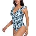 thumbnail image 3 of Yiaed Daisies Flowers Print Women's Ruffled One Piece Swimsuit V Neck Swimwear Slimming Monokini for Woman-Large, 3 of 8