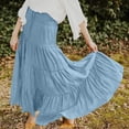 thumbnail image 4 of Xaqiouau Women's High Waisted Smocked Tiered Maxi Skirt Soft Lightweight Flowy Casual Boho Long Skirt for Summer Beach Vacation and Everyday Wear, 4 of 9