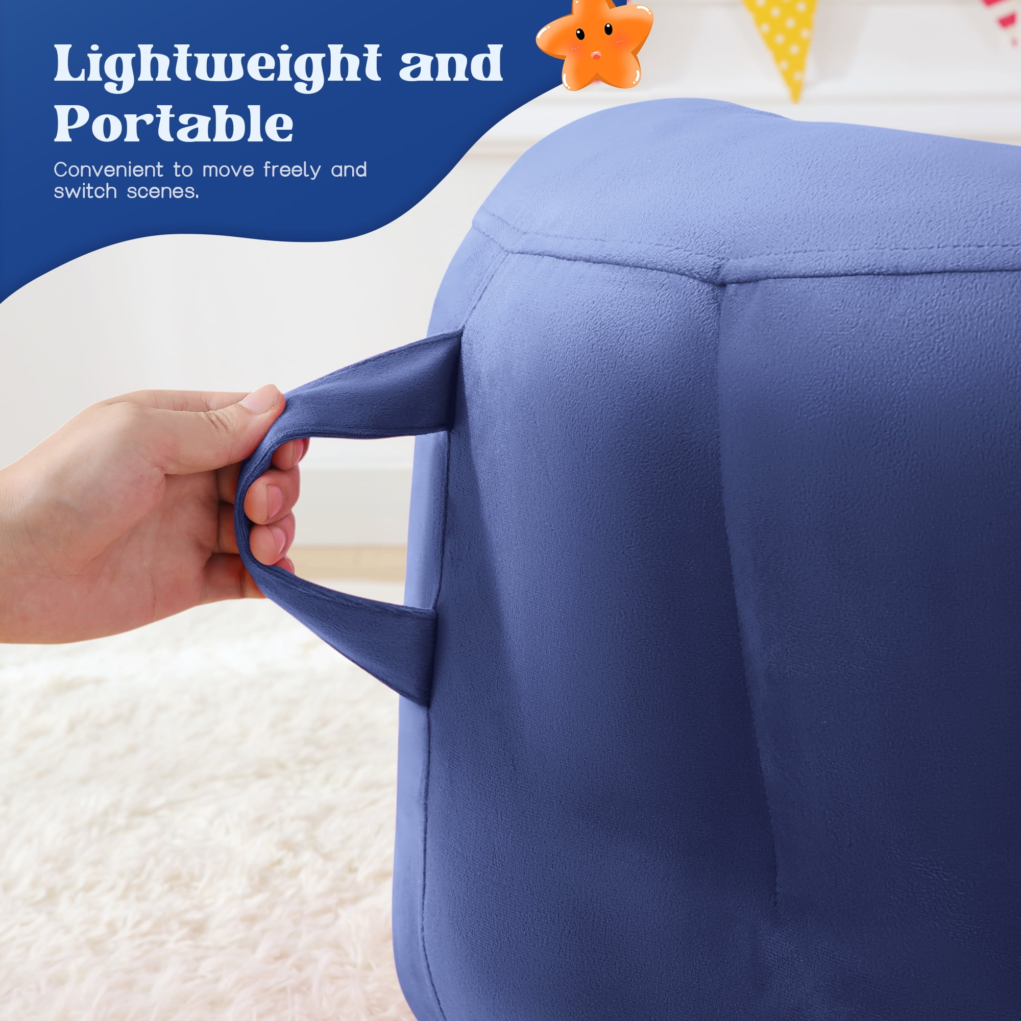 『Christmas Gifts』『Home Decoration』Yalmila Ultra Soft Bean Bag Chair for Kids and Adults includes Pocket,Zipper Comfy Chair(2ft,Navy Blue)!Note SMALL sizes!