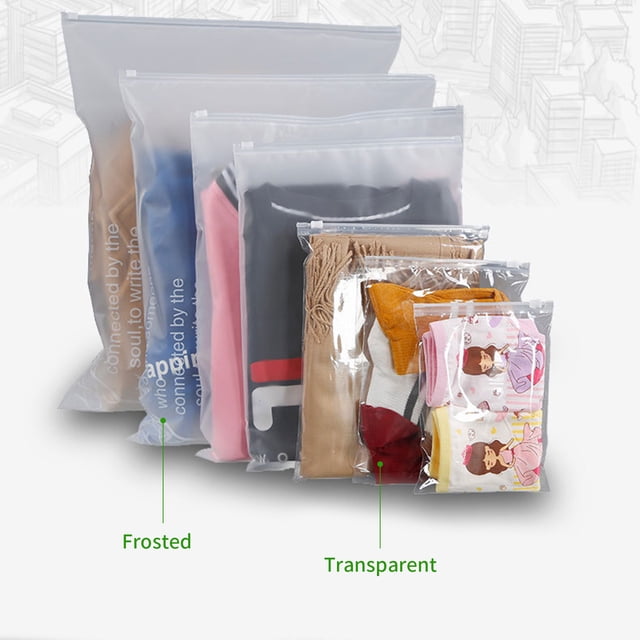 50 Pcs Sacs en Plastique Transparents, Sacs Transparents Sacs en Cellophane avec Fermeture Éclair Double Face Transparents pour un Meilleur Rangement et Transport