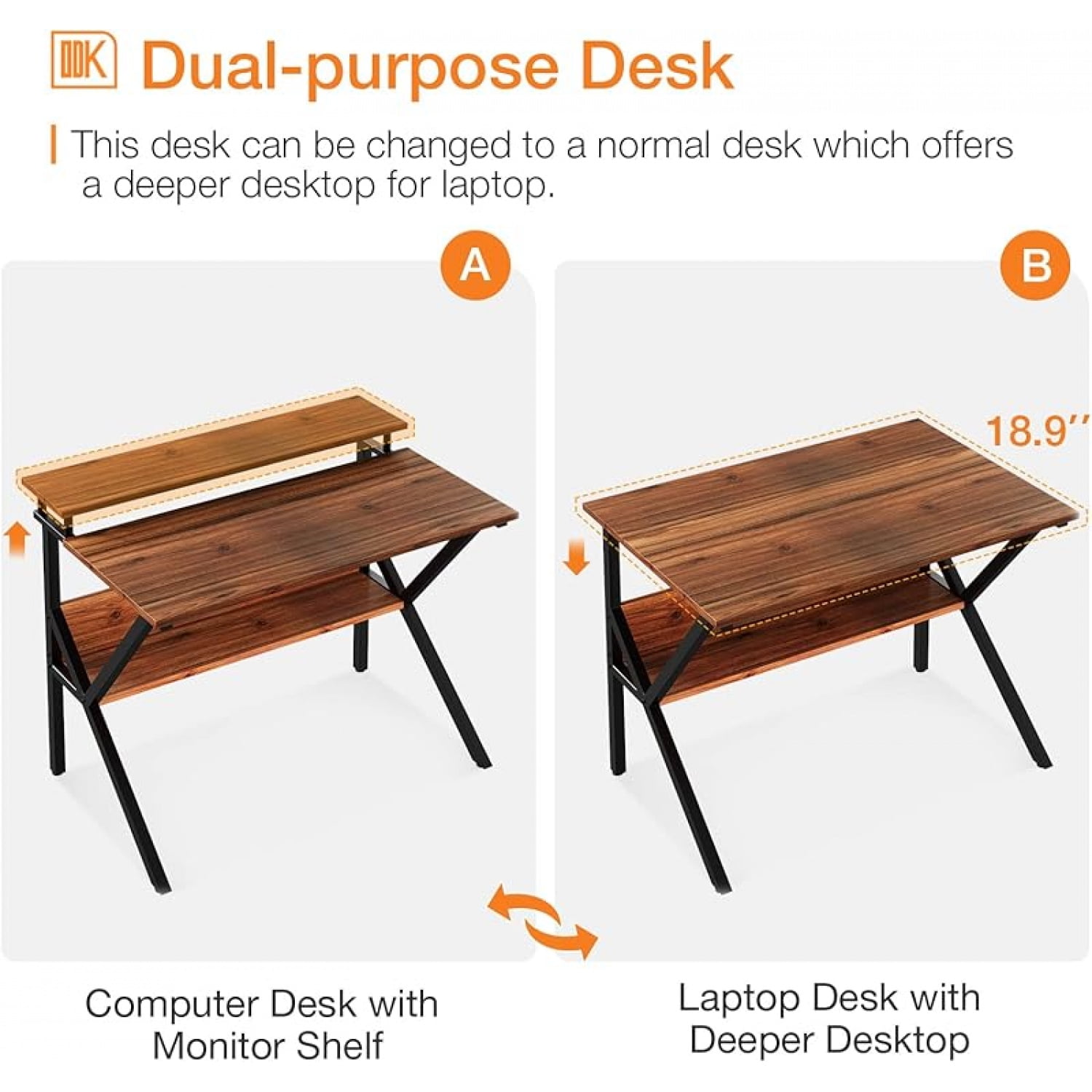 Small Desk, 27.5 Inch Small Computer Desk for Small Spaces, Compact Desk with Storage, Tiny Desk Study Desk with Monitor Stand for Home Office
