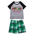 thumbnail image 3 of Odeerbi Christmas Pajamas for Family Plaid Holiday Short Sleeve Family Christmas Pajamas Matching Sets Toddler Christmas Parent Child Sleepwear Outfit Printed Family Matching PJs Set Green, 3 of 5